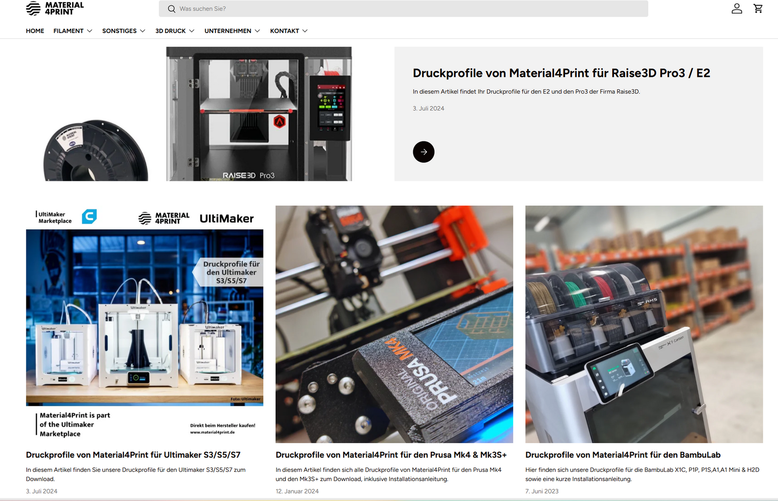 Unsere Druckprofile für deinen 3D Druck (Filamentprofile)